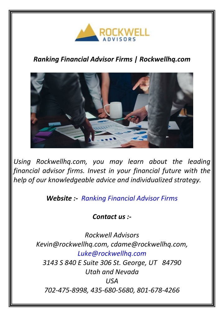 ranking financial advisor firms rockwellhq com n.w