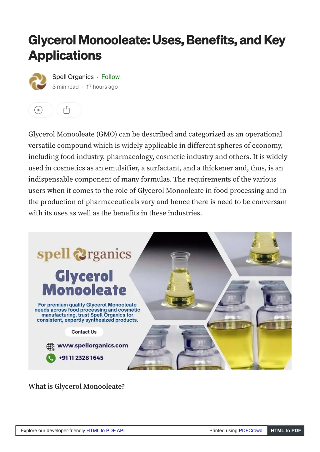 glycerol monooleate uses benefits l.w