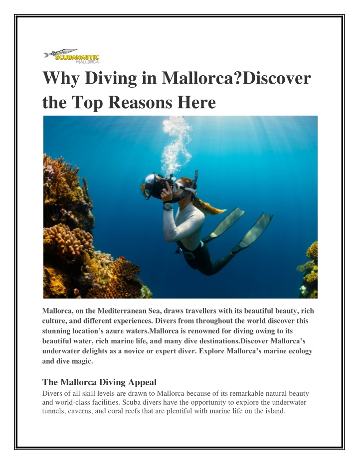 why diving in mallorca discover the top reasons n.w