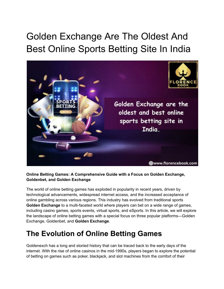 golden exchange are the oldest and best online n.w