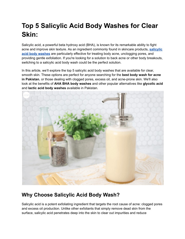 top 5 salicylic acid body washes for clear skin n.w