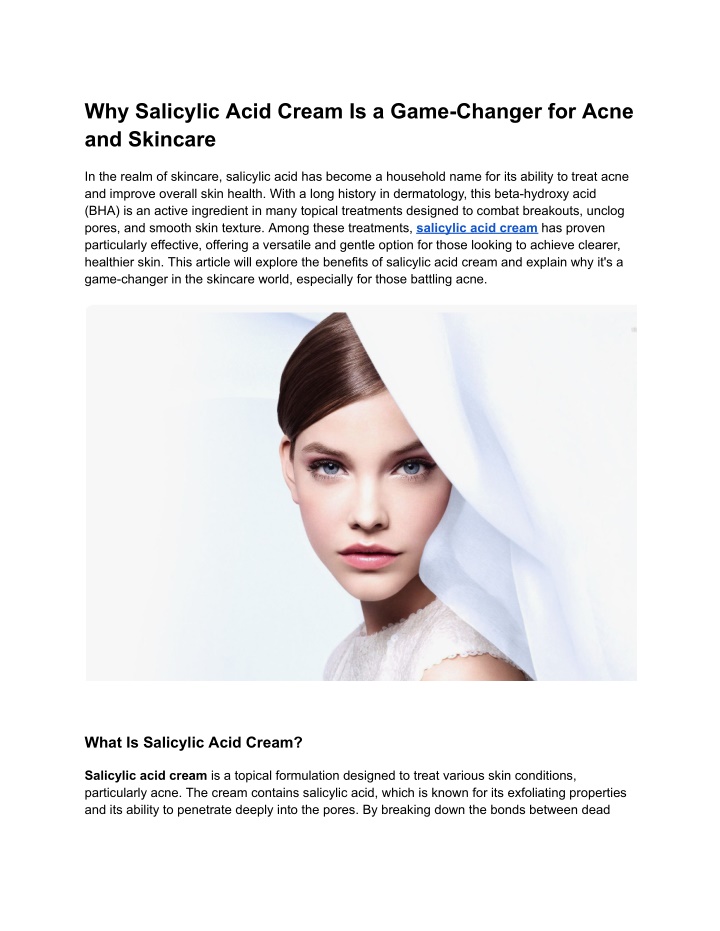 why salicylic acid cream is a game changer n.w