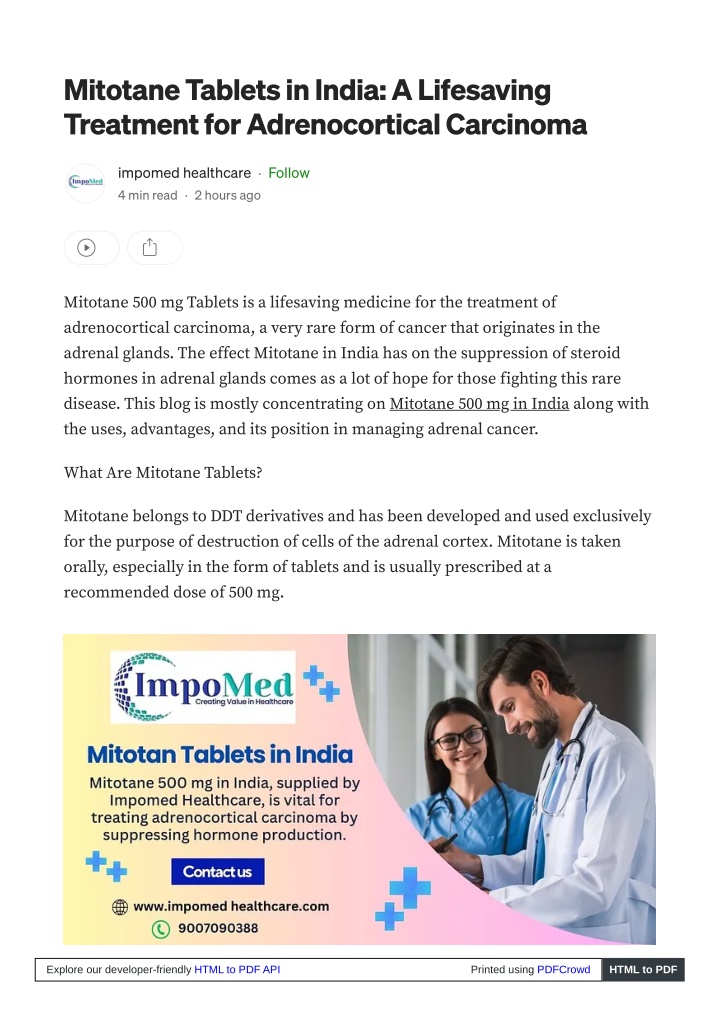 mitotane tablets in india a lifesaving treatment n.w