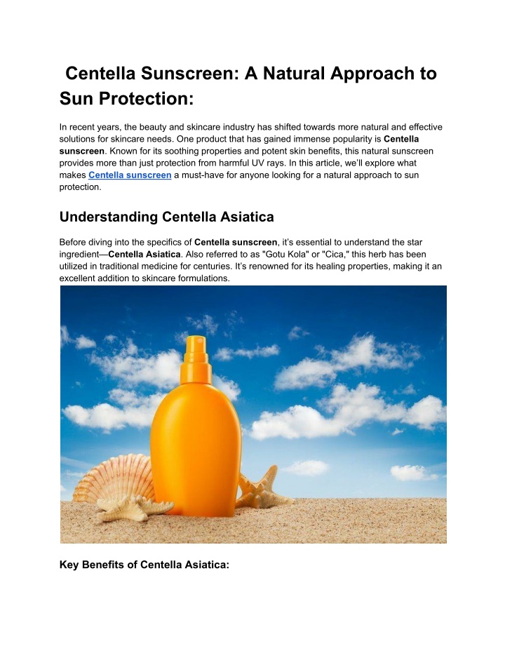 centella sunscreen a natural approach n.w