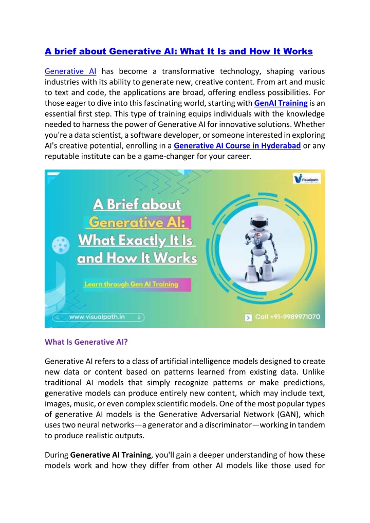 a brief about generative ai what n.w
