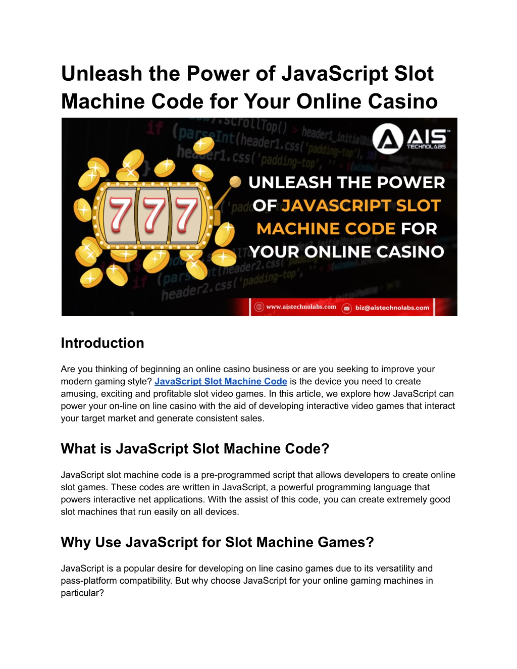 unleash the power of javascript slot machine code l.w