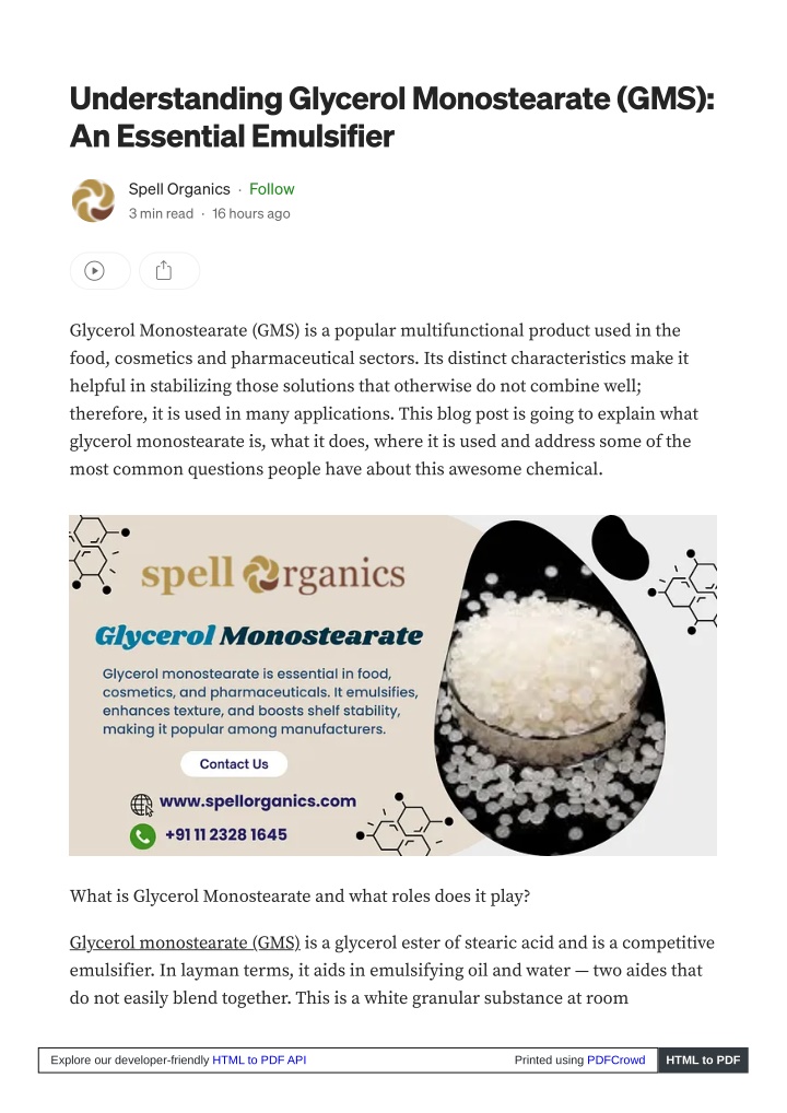 understanding glycerol monostearate n.w