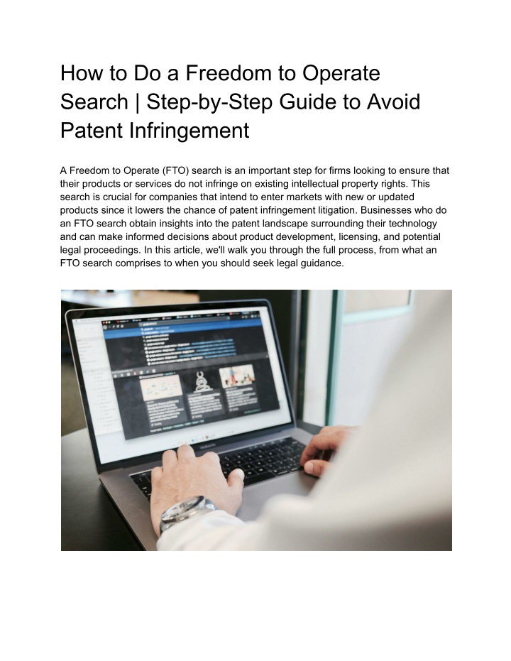 how to do a freedom to operate search step n.w