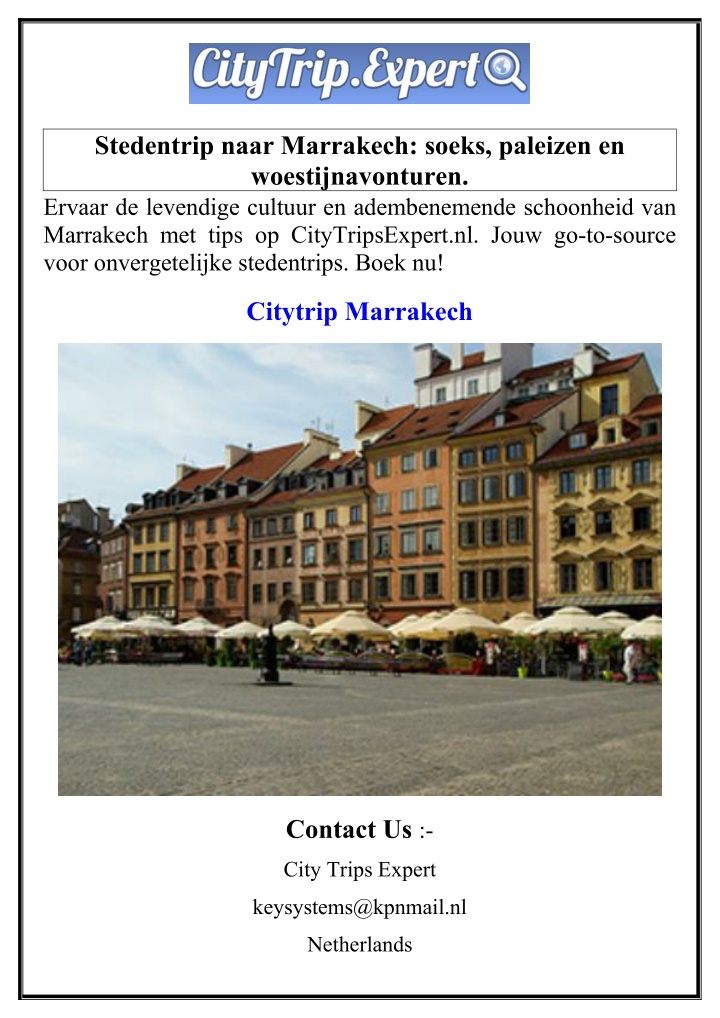 stedentrip naar marrakech soeks paleizen n.w