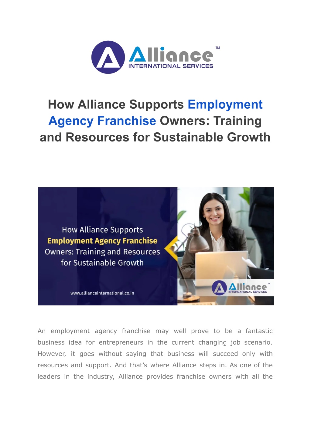 how alliance supports employment agency franchise l.w