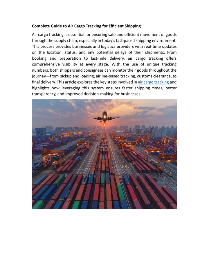 complete guide to air cargo tracking n.w