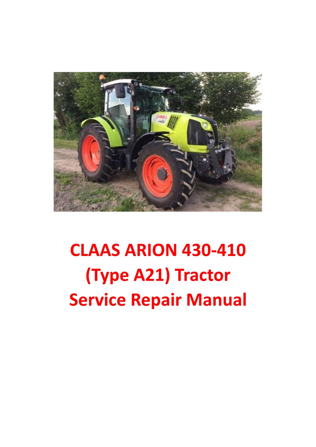 claas arion 430 410 type a21 tractor service l.w