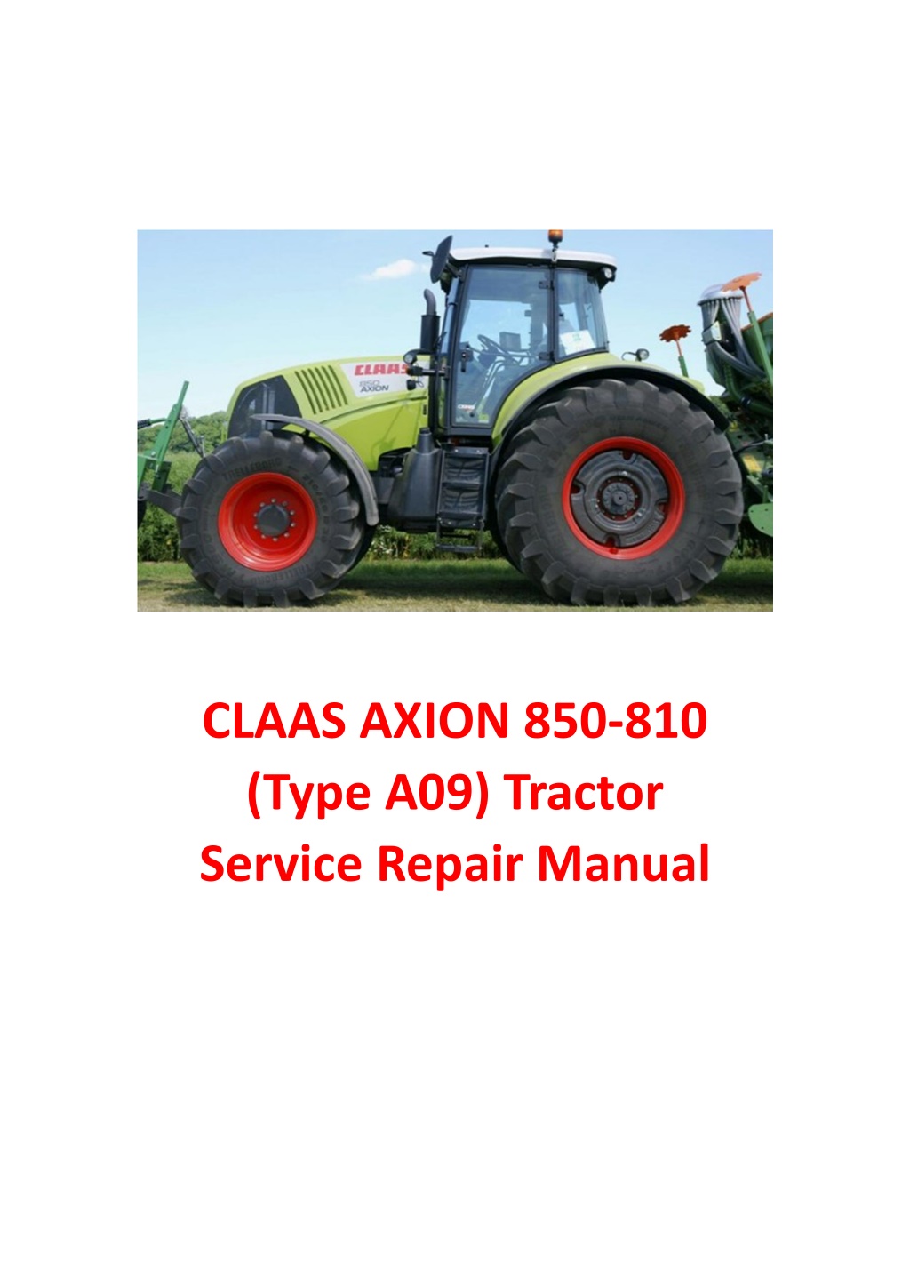 claas axion 850 810 type a09 tractor service l.w