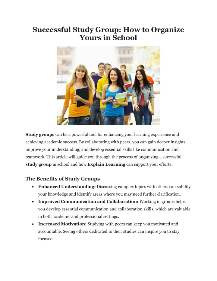 successful study group how to organize yours n.w
