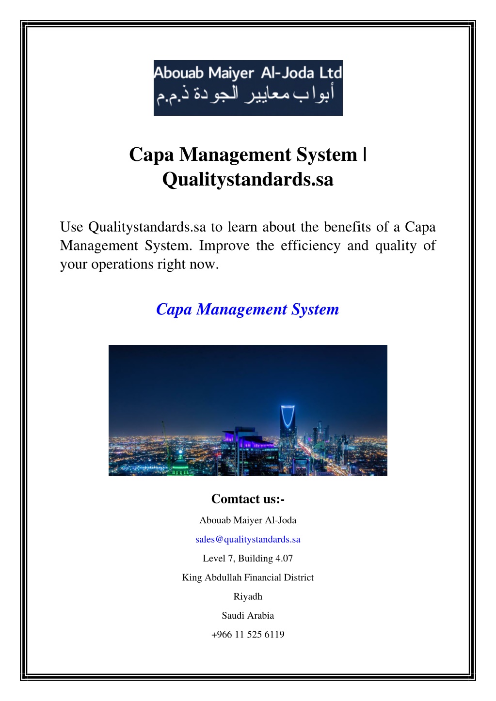 capa management system qualitystandards sa l.w