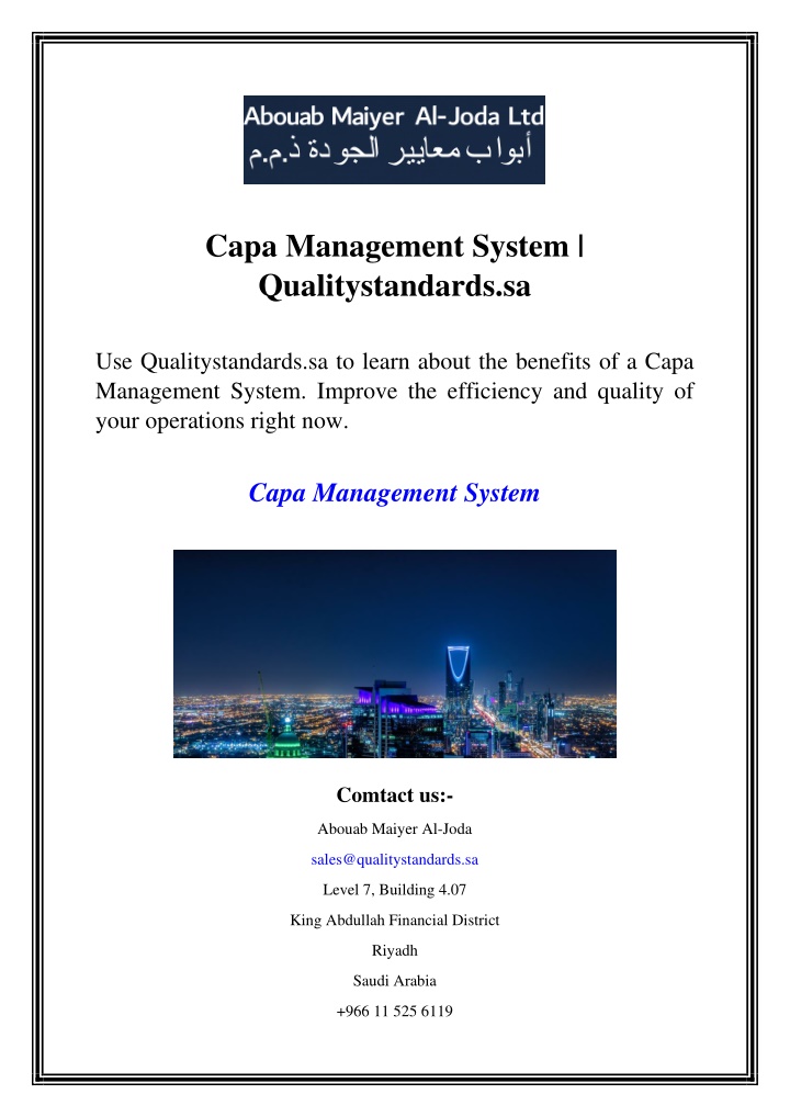 capa management system qualitystandards sa n.w