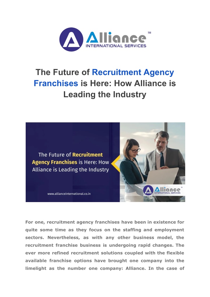 the future of recruitment agency franchises n.w