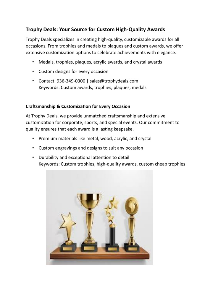 trophy deals your source for custom high quality n.w