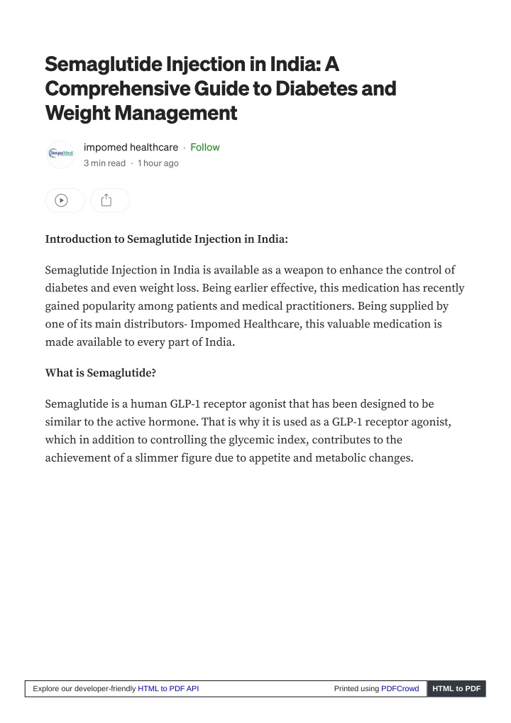 semaglutide injection in india a comprehensive n.w