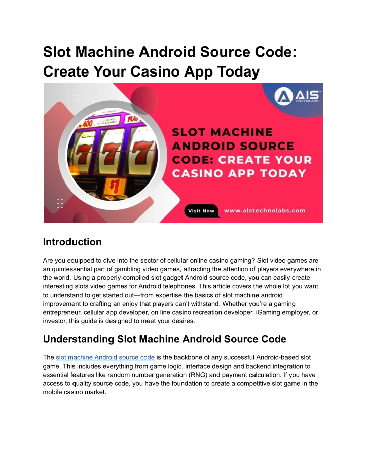 slot machine android source code create your n.w