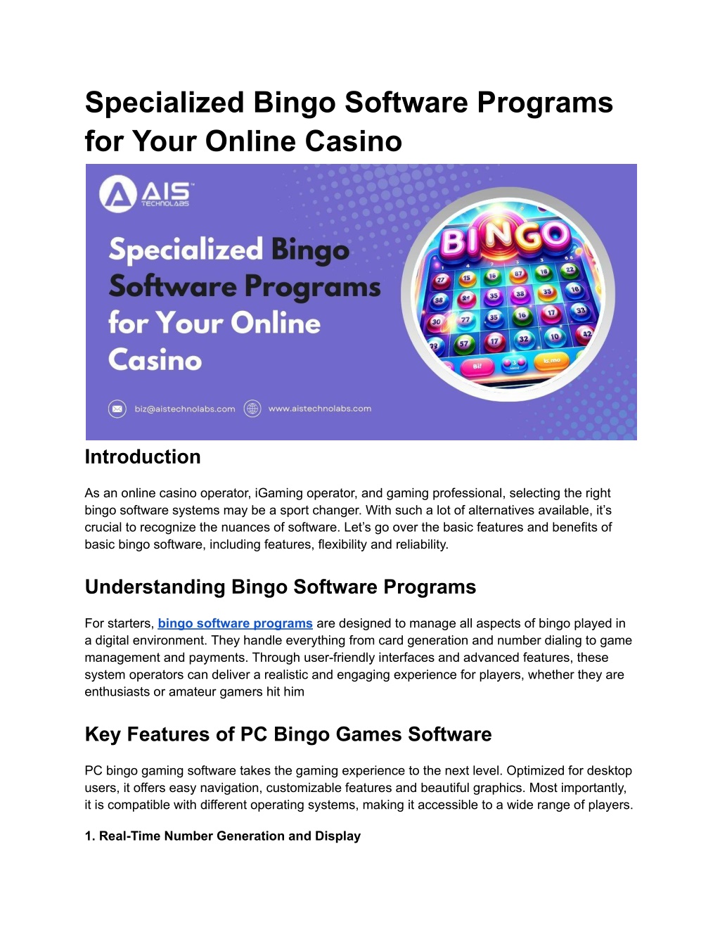 specialized bingo software programs for your l.w