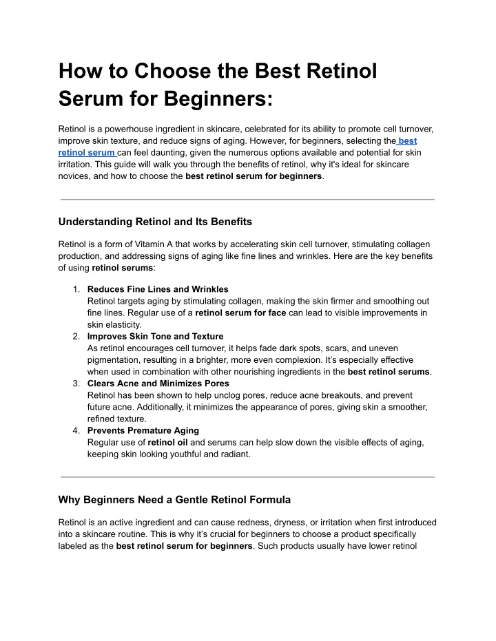 how to choose the best retinol serum for beginners n.w