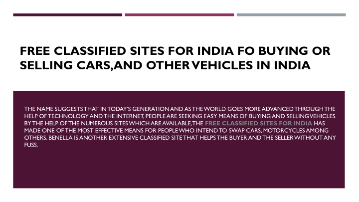 free classified sites for india fo buying n.w