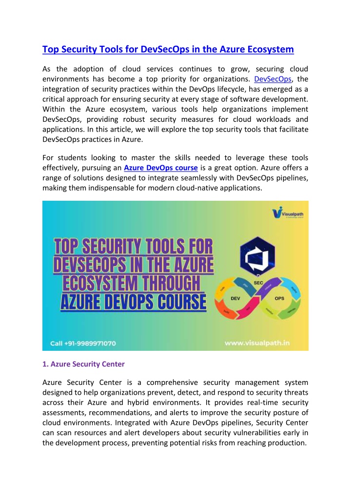 top security tools for devsecops in the azure n.w