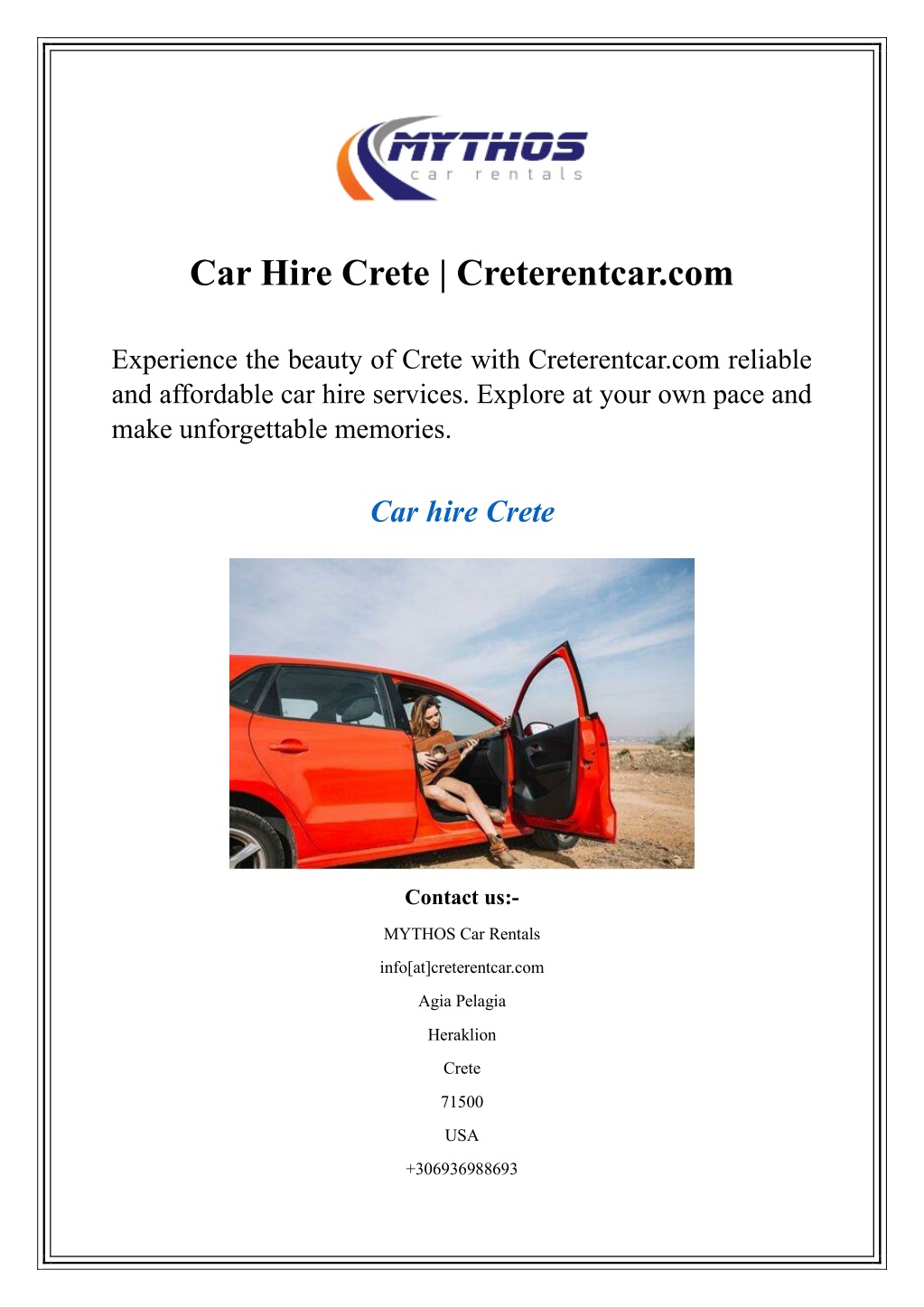 car hire crete creterentcar com l.w