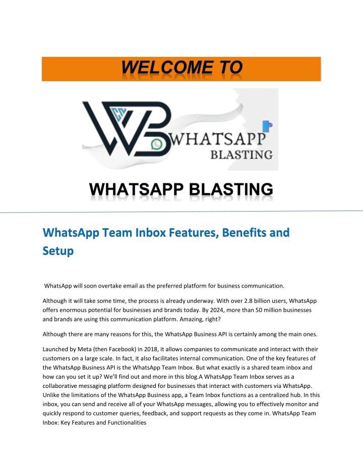 whatsapp team inbox features benefits and setup n.w