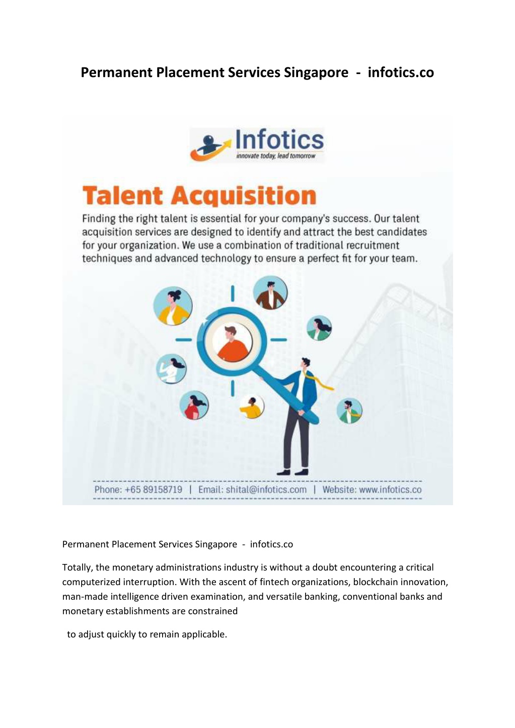 permanent placement services singapore infotics co l.w