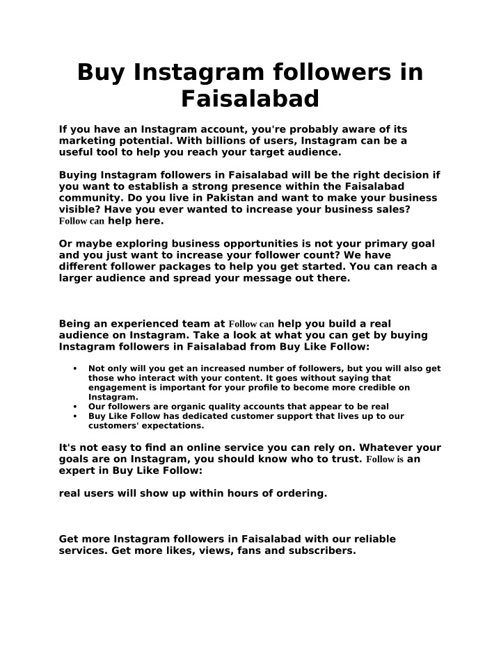 buy instagram followers in faisalabad n.w