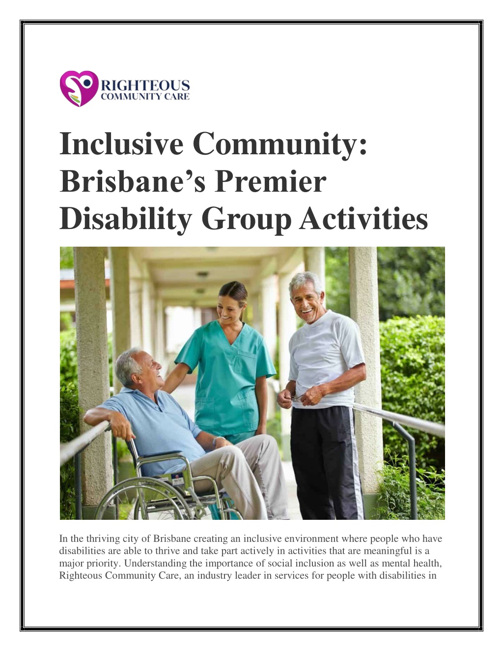 inclusive community brisbane s premier disability l.w