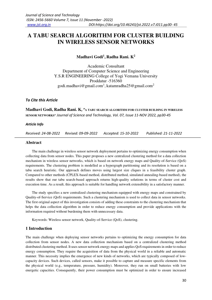 journal of science and technology issn 2456 5660 n.w