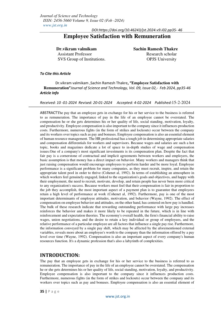 journal of science and technology issn 2456 5660 n.w