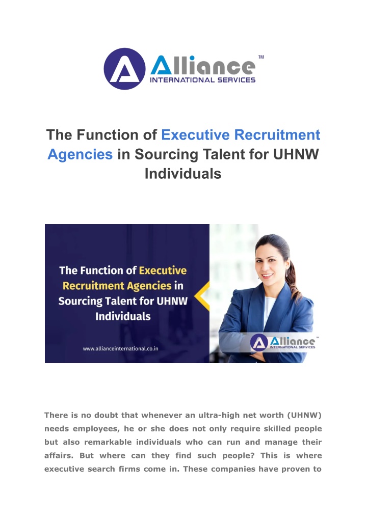 the function of executive recruitment agencies n.w