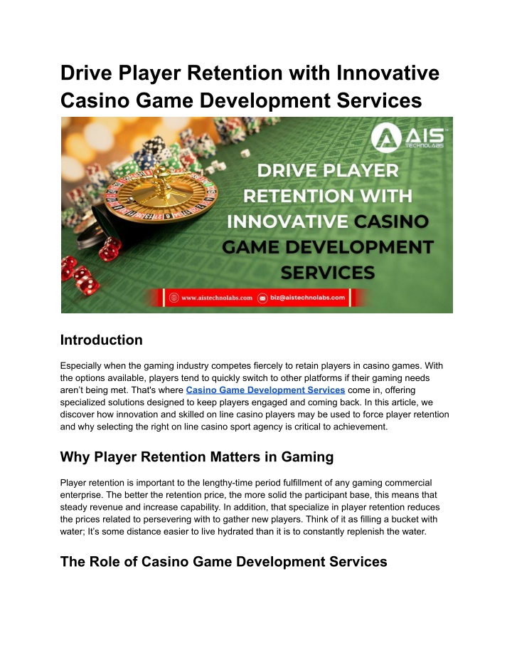 drive player retention with innovative casino n.w