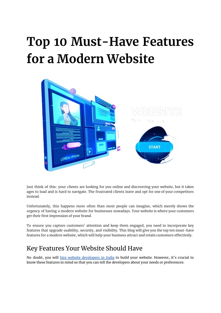 top 10 must have features for a modern website n.w