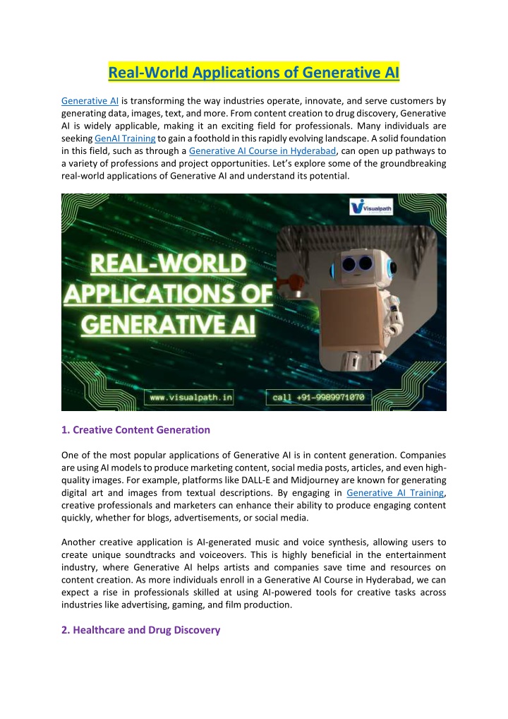 real world applications of generative ai n.w