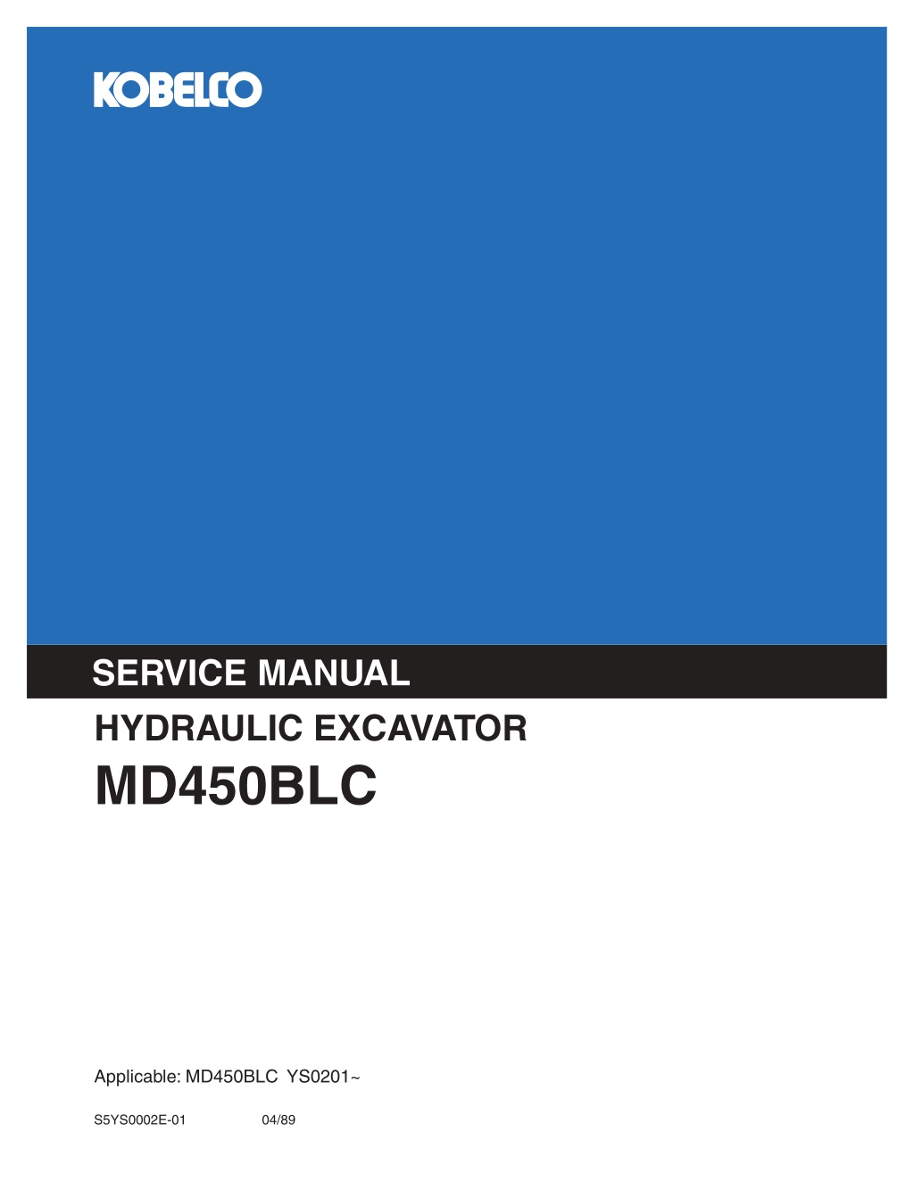 service manual hydraulic excavator l.w