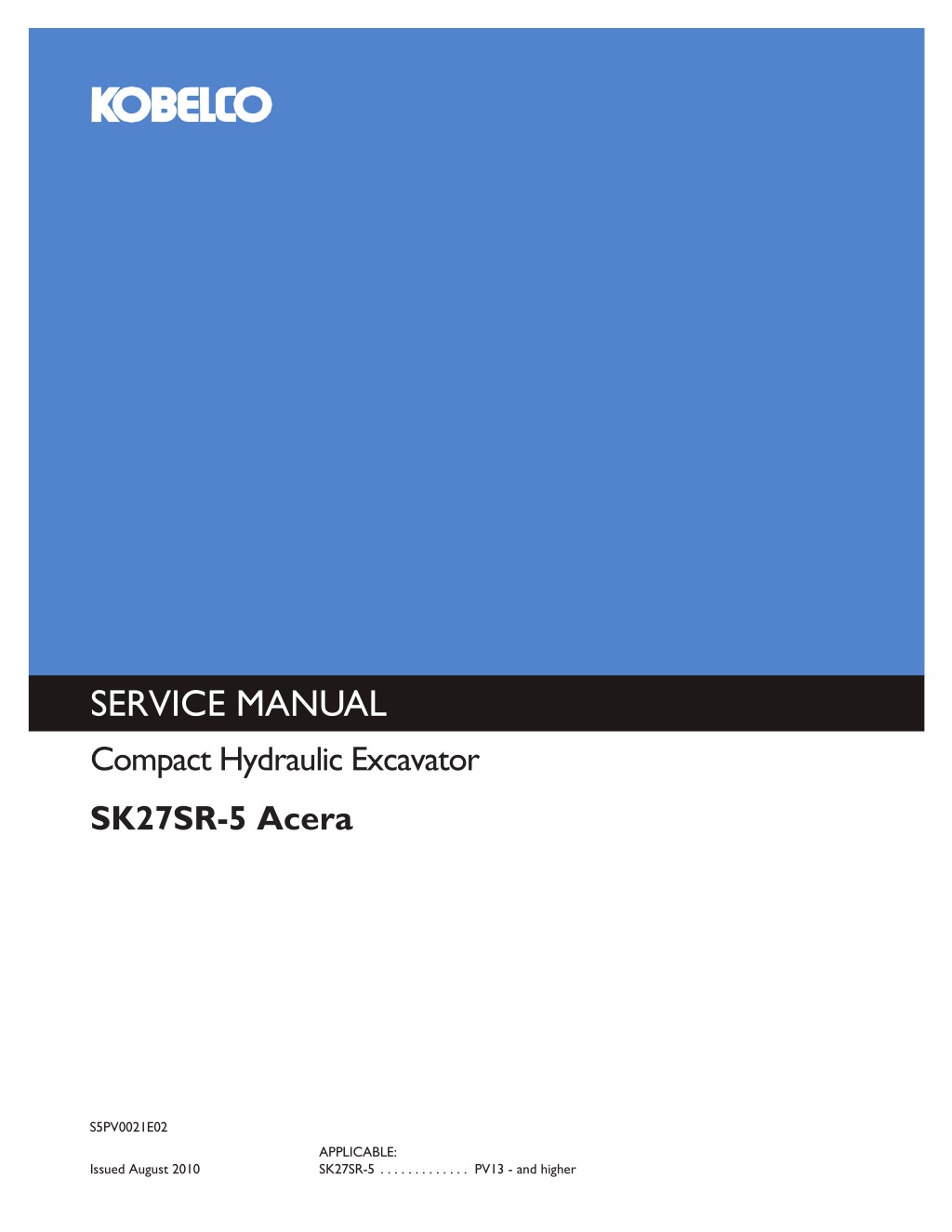 service manual compact hydraulic excavator l.w