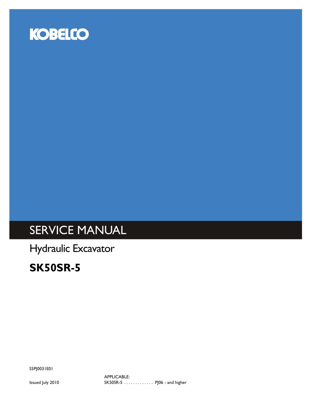 service manual hydraulic excavator l.w