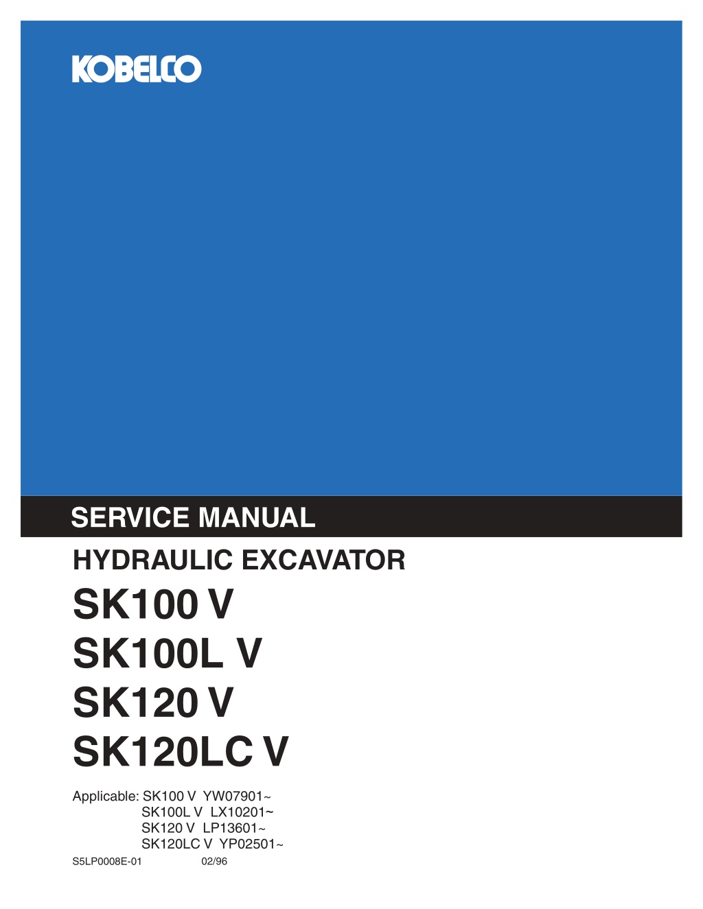 service manual hydraulic excavator l.w