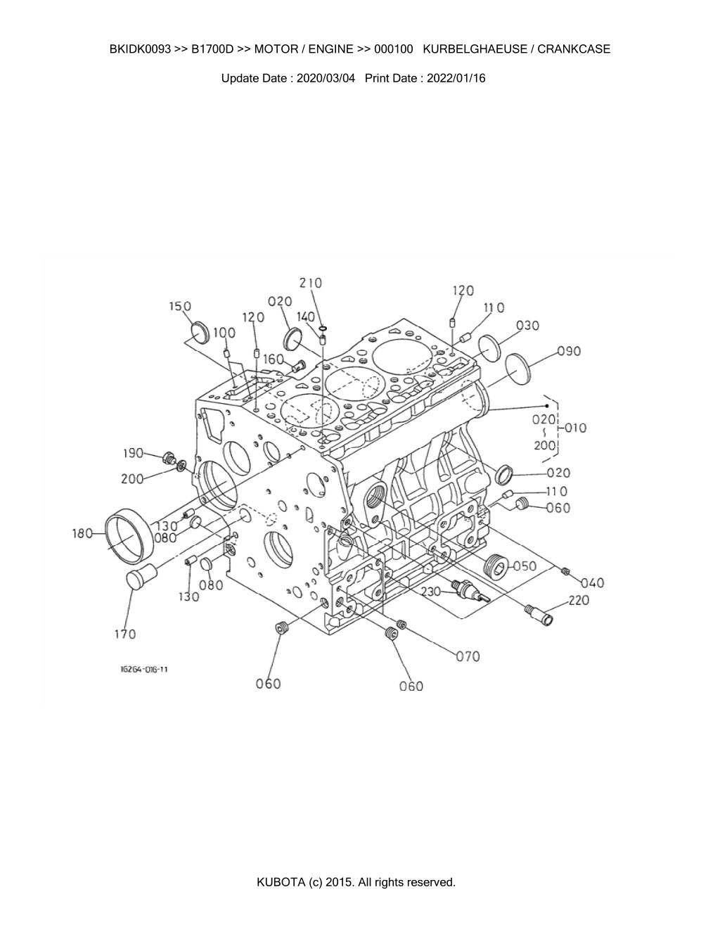 bkidk0093 b1700d motor engine 000100 l.w