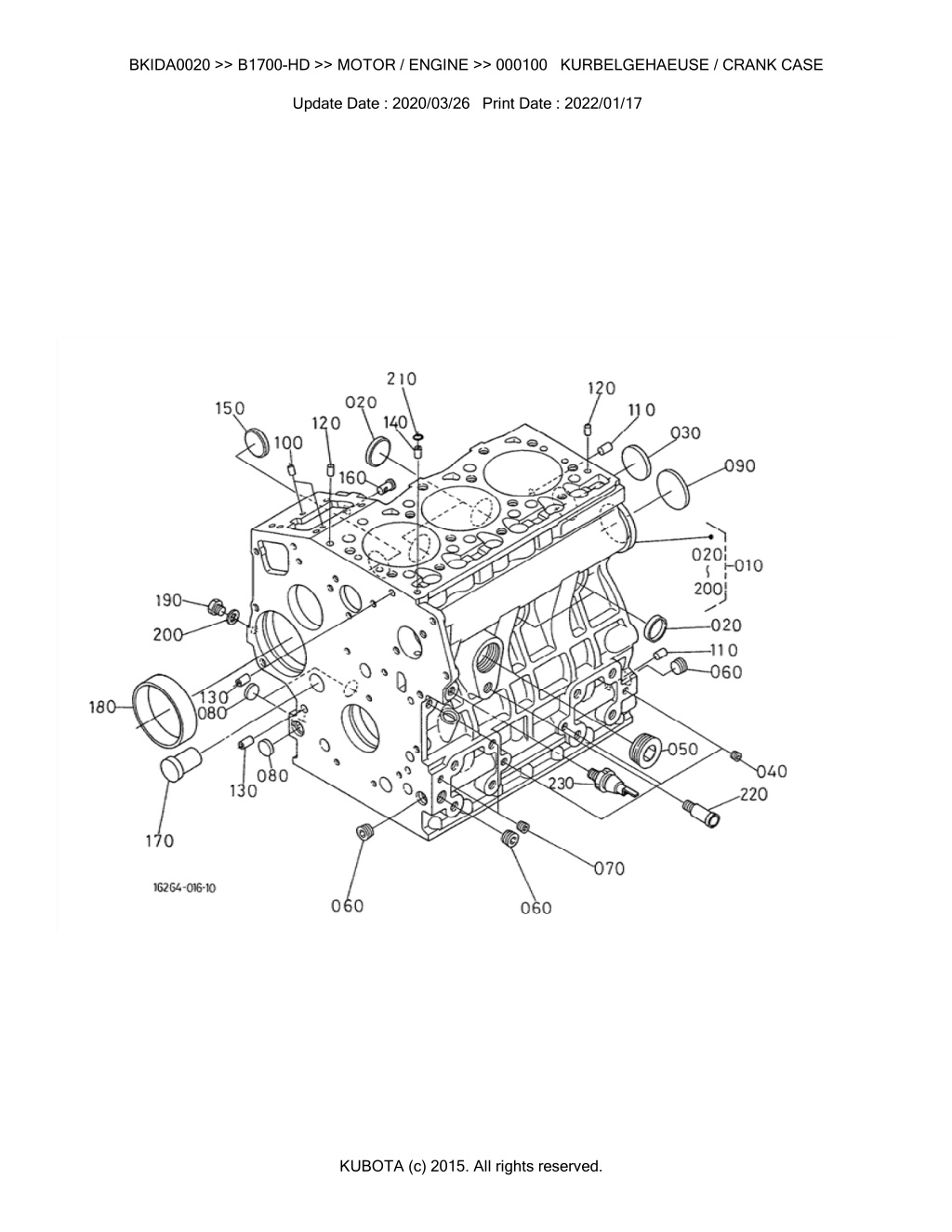 bkida0020 b1700 hd motor engine 000100 l.w