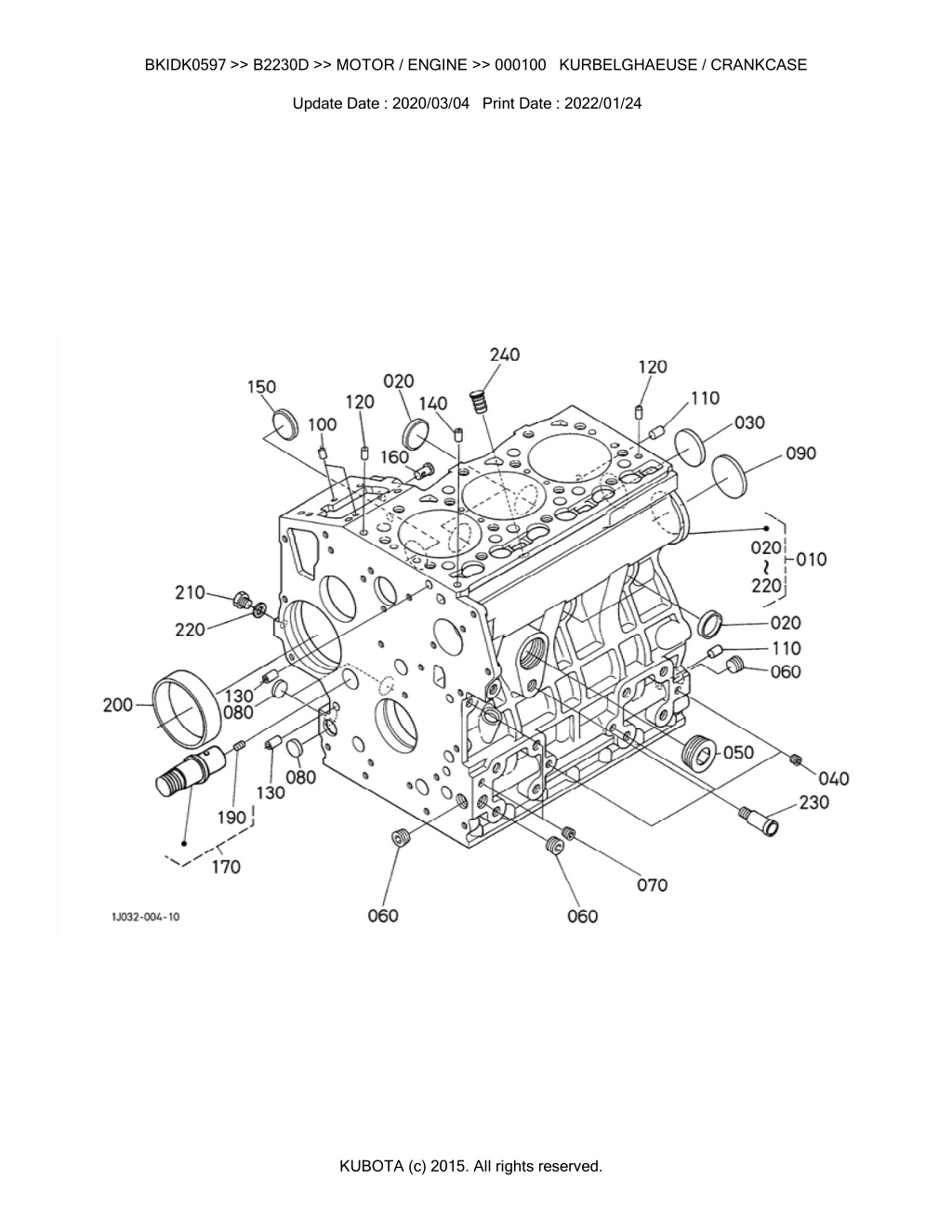 bkidk0597 b2230d motor engine 000100 l.w