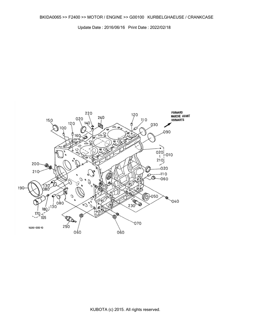 bkida0065 f2400 motor engine g00100 kurbelghaeuse l.w