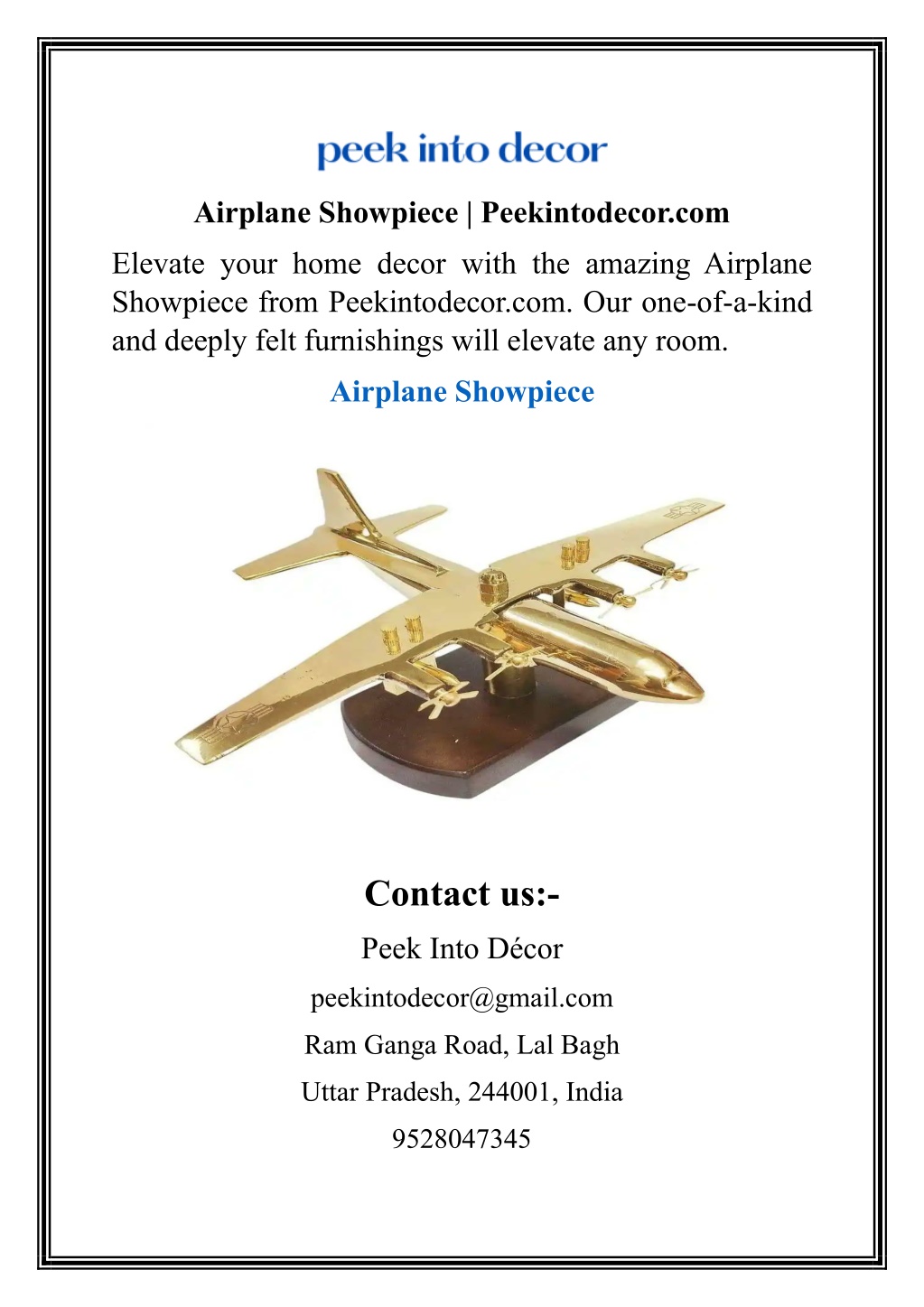 airplane showpiece peekintodecor com l.w