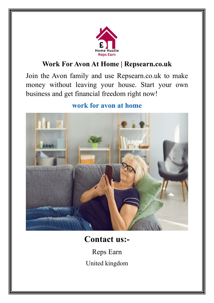 work for avon at home repsearn co uk n.w