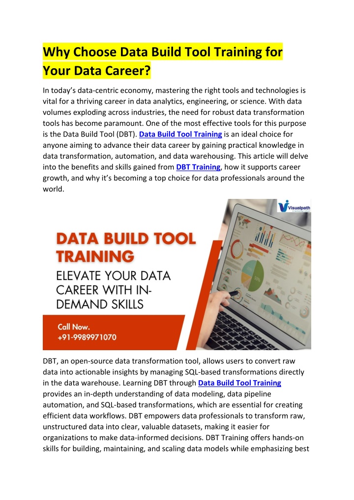 why choose data build tool training for your data n.w